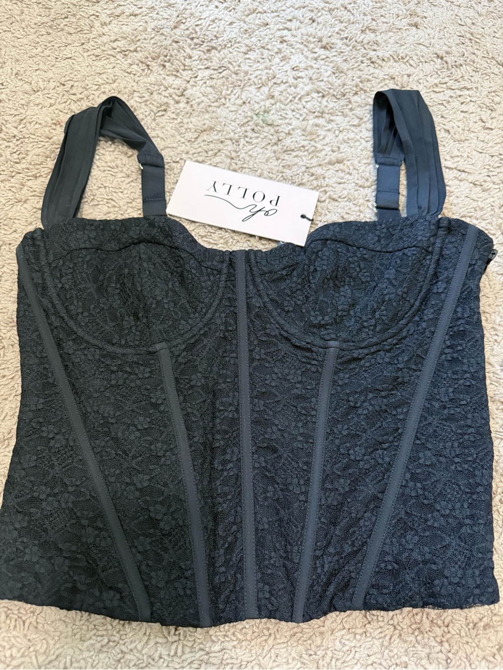 Oh Polly Black Lace Corset Crop Top